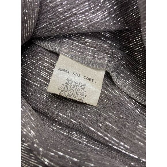 Anna Sui black and silver metallic silk lace blouse - Picture 5 of 6